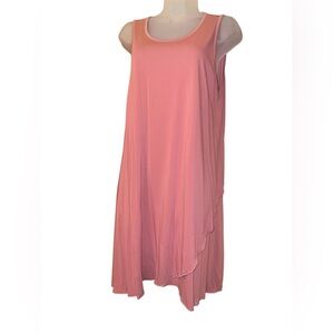 Aryeh Tank Dress excellent condition Pink Large asymmetrical ruffled bottom wrap